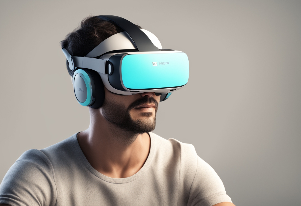 man wear vr headset